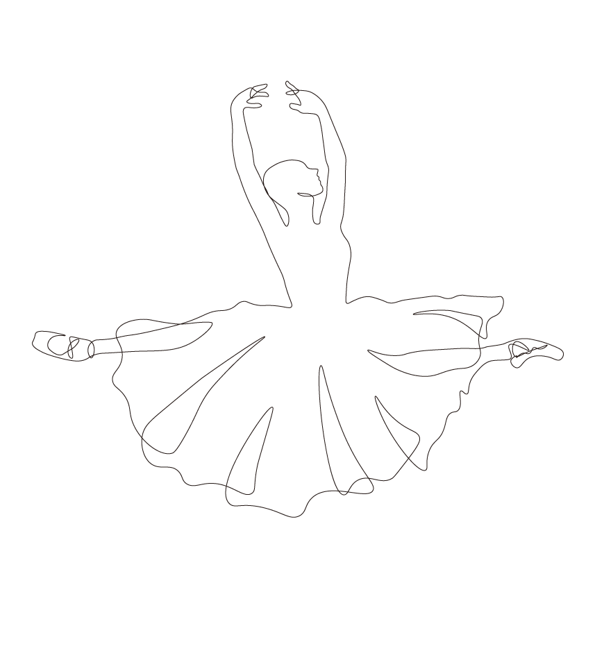 バレエ発表会プログラム・バレエ教室ホームページ制作coco designのバレエ一筆書きイラスト